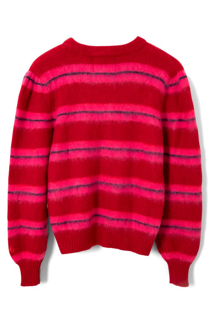 Knitwear | Women Damson Madder Cece Stripe Cardigan - Red &amp; Pink Stripe