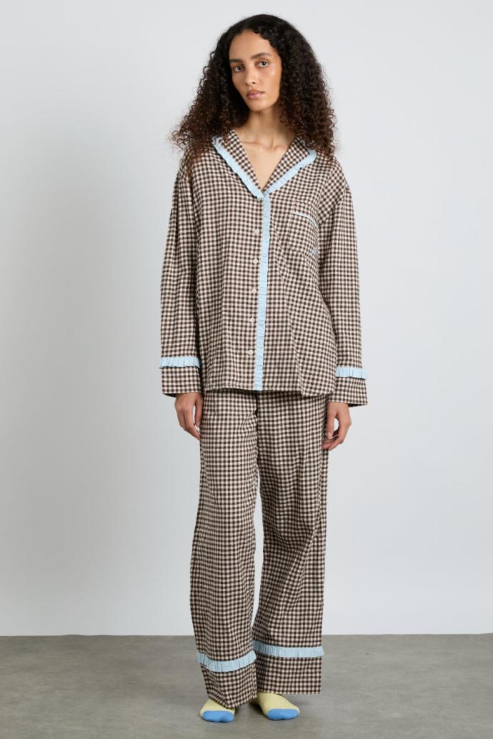 Nightwear | Women Damson Madder Antonia Pj Set- Brown Gingham