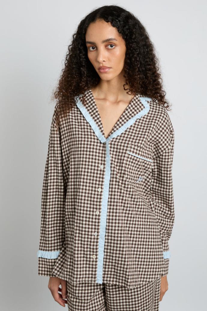Nightwear | Women Damson Madder Antonia Pj Set- Brown Gingham