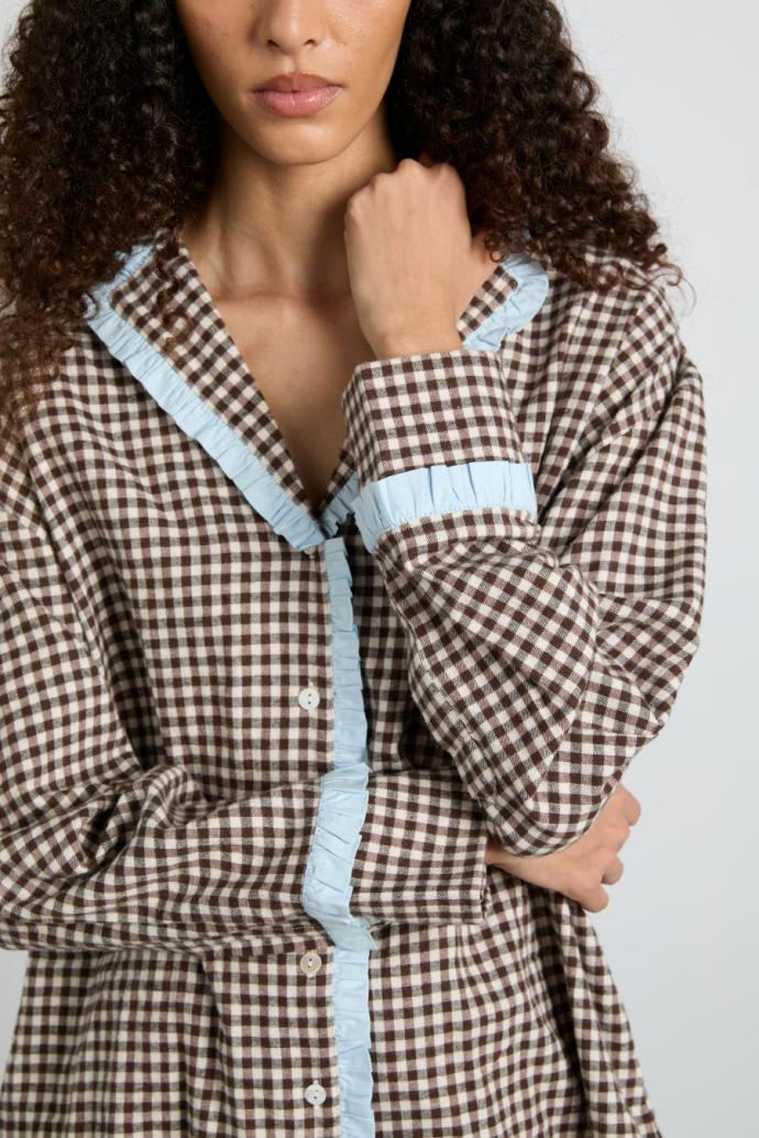 Nightwear | Women Damson Madder Antonia Pj Set- Brown Gingham