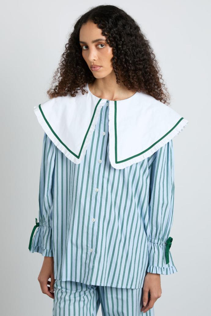 Nightwear | Women Damson Madder Barbara Pj Set- Blue Stripe