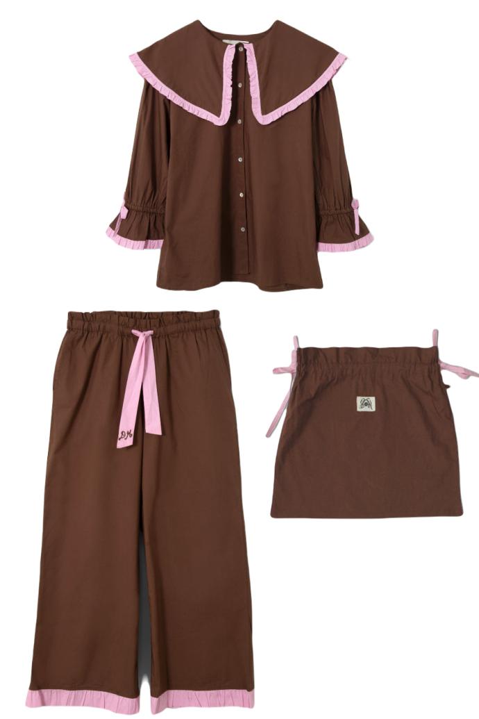 Nightwear | Women Damson Madder Barbara Pj Set- Brown &amp; Pink