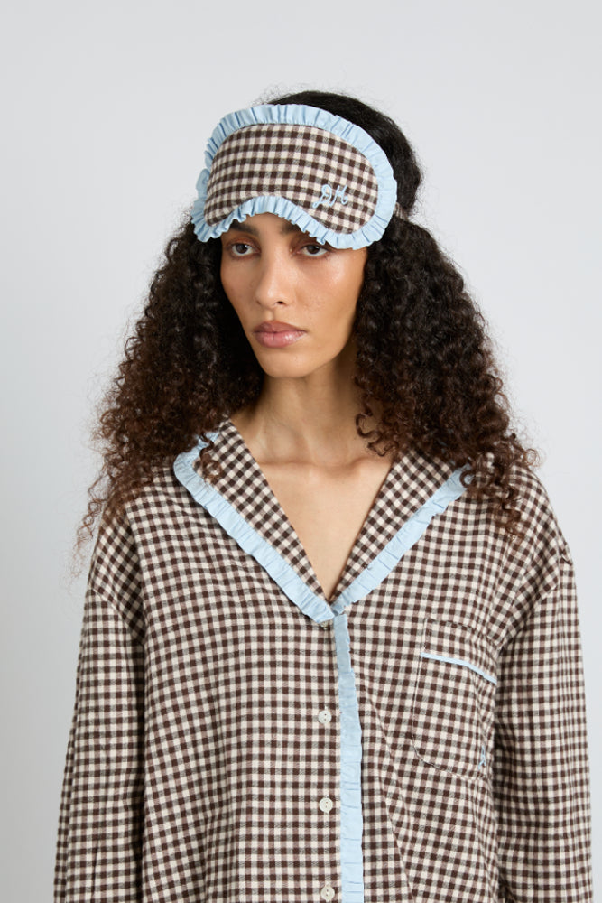 Nightwear | Women Damson Madder Damson Pj Eye Mask - Brown Gingham