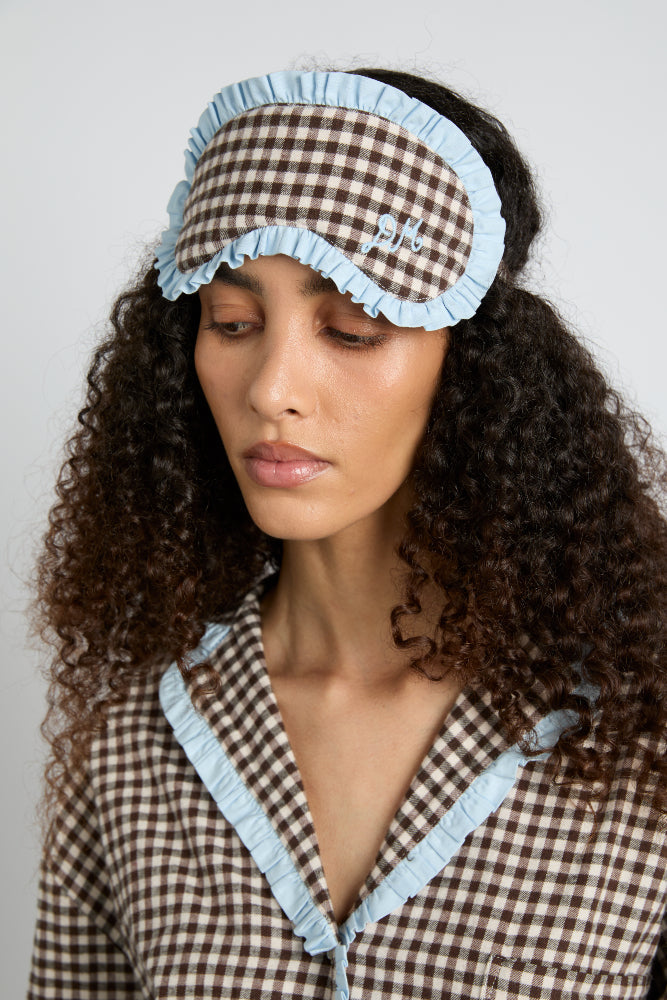 Nightwear | Women Damson Madder Damson Pj Eye Mask - Brown Gingham