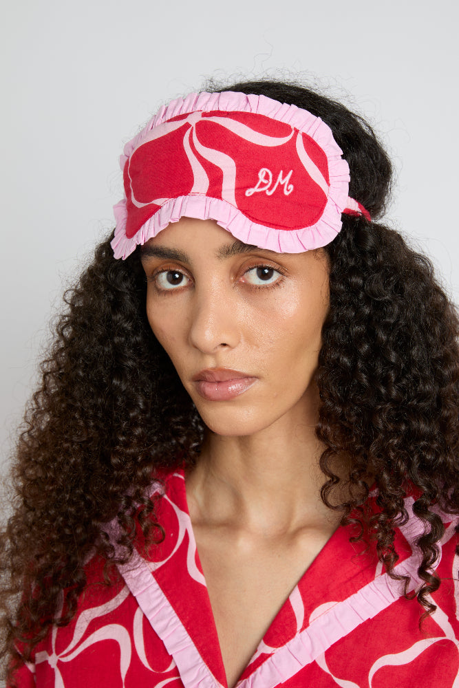 Nightwear | Women Damson Madder Damson Pj Eye Mask - Red Bows