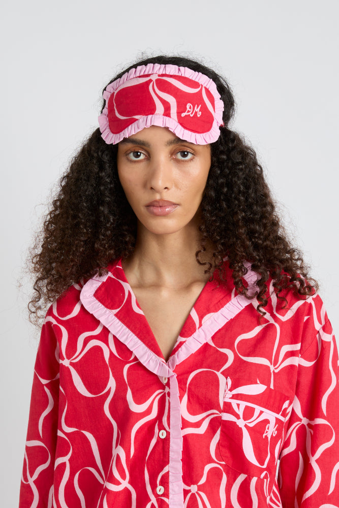 Nightwear | Women Damson Madder Damson Pj Eye Mask - Red Bows