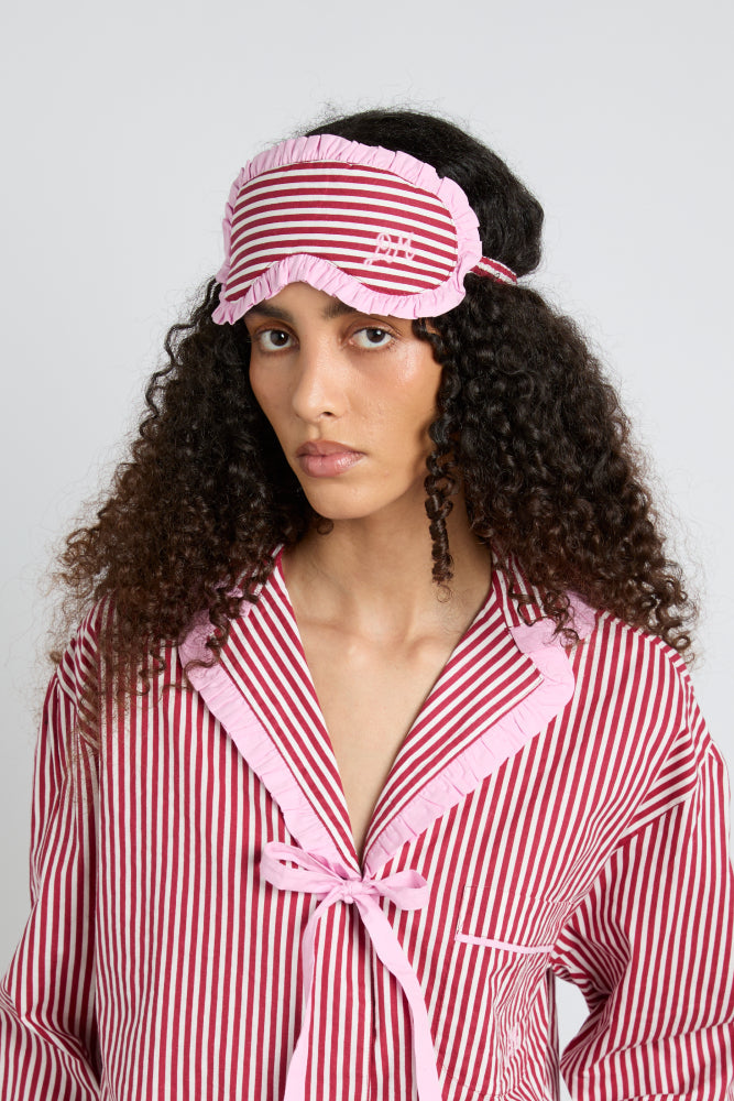 Nightwear | Women Damson Madder Damson Pj Eye Mask - Red Stripe