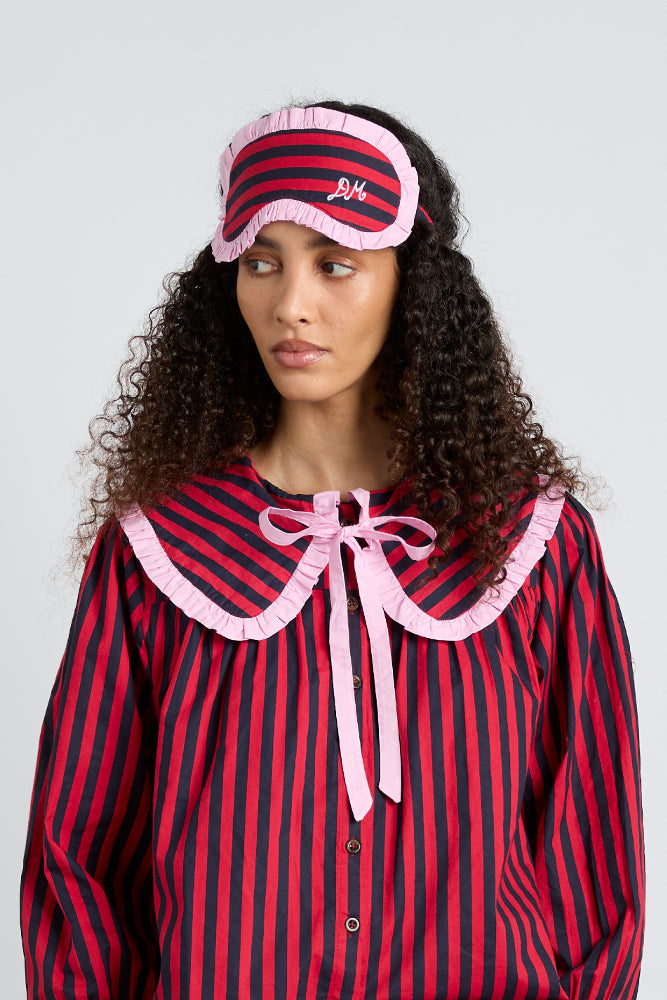 Nightwear | Women Damson Madder Damson Pj Eye Mask - Red/navy Stripe