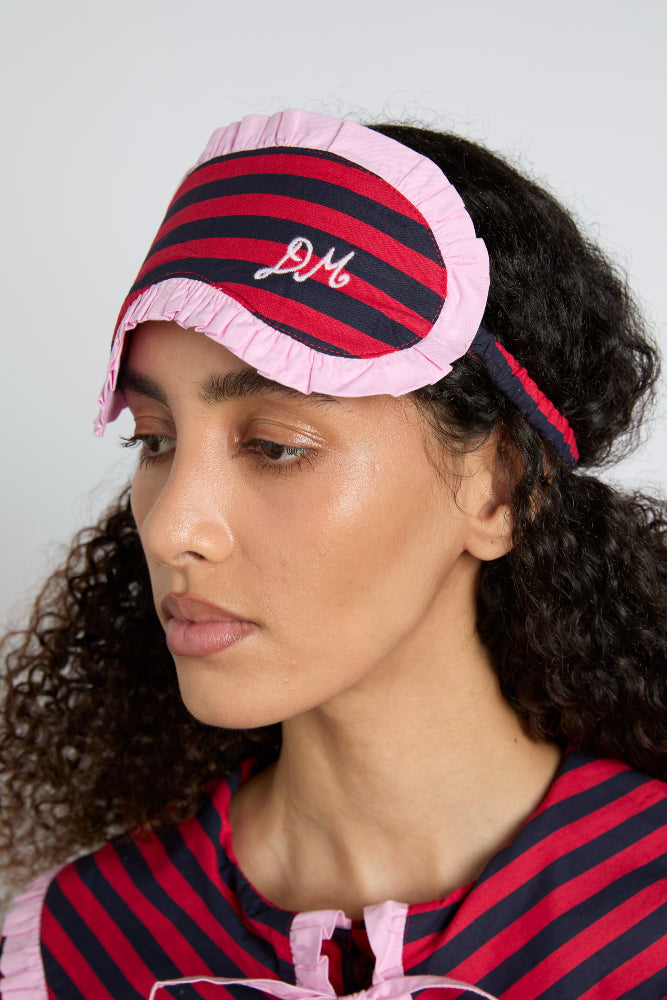 Nightwear | Women Damson Madder Damson Pj Eye Mask - Red/navy Stripe