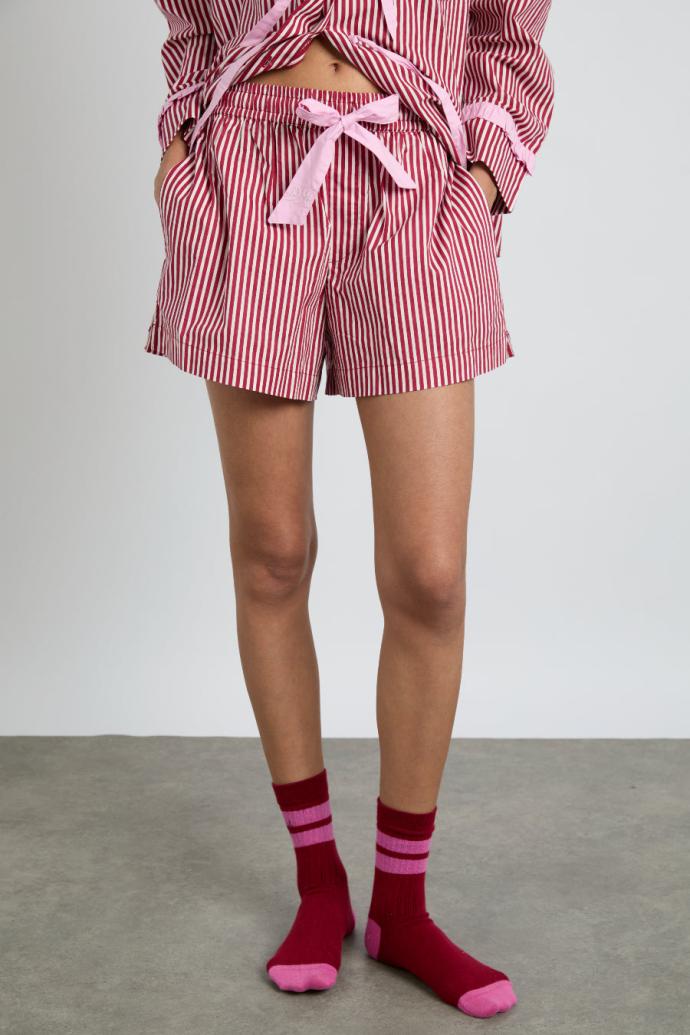 Nightwear | Women Damson Madder Krissy Pj Boxer - Red Stripe