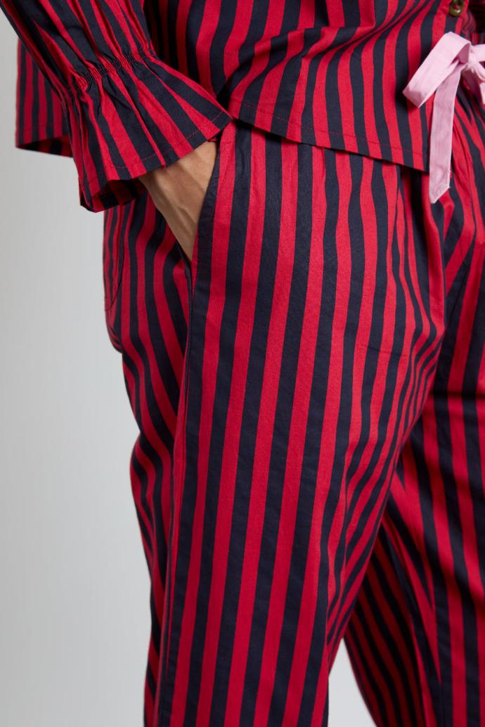 Nightwear | Women Damson Madder Maria Pj Set- Red/navy Stripe
