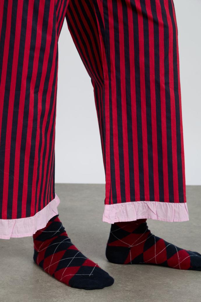 Nightwear | Women Damson Madder Maria Pj Set- Red/navy Stripe