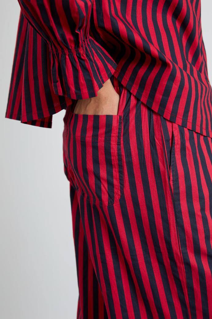 Nightwear | Women Damson Madder Maria Pj Set- Red/navy Stripe