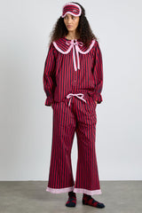 Nightwear | Women Damson Madder Maria Pj Set- Red/navy Stripe