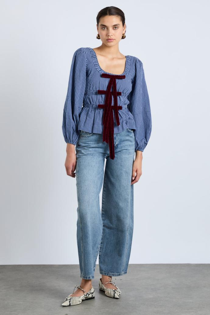 Occasion Wear | Women Damson Madder Dakota Blouse - Blue Check