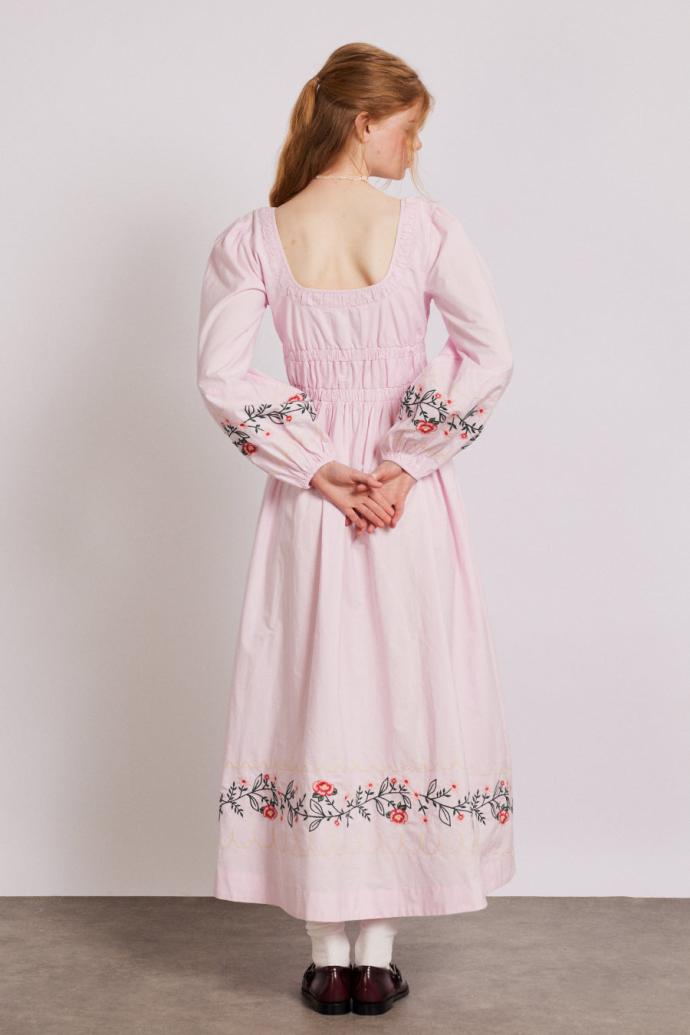 Occasion Wear | Women Damson Madder Dakota Dress - Pink Embroidery