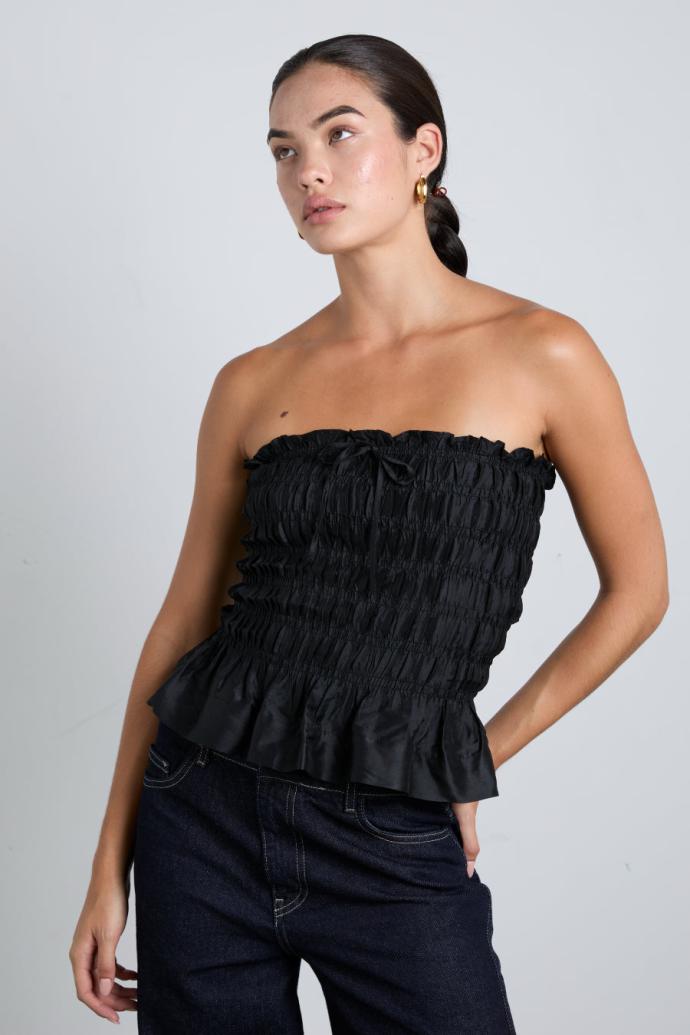 Occasion Wear | Women Damson Madder Elsa Shirred Cami - Black Taffeta
