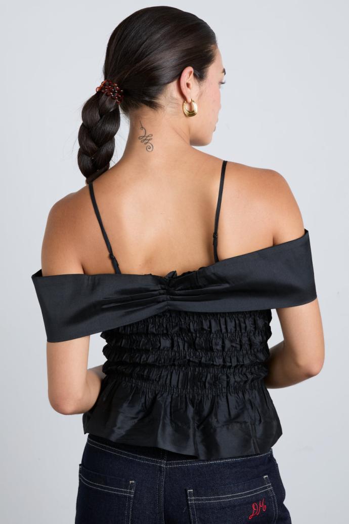 Occasion Wear | Women Damson Madder Elsa Shirred Cami - Black Taffeta
