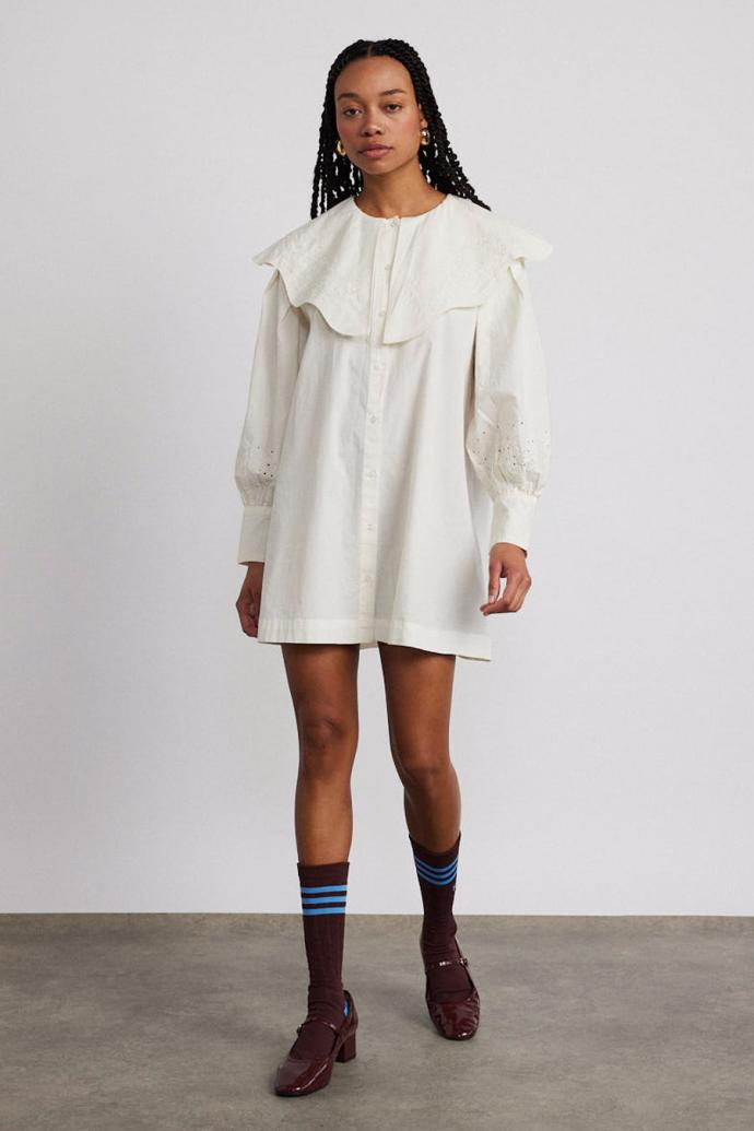 Occasion Wear | Women Damson Madder Mimi Mini Dress - Off White Broderie