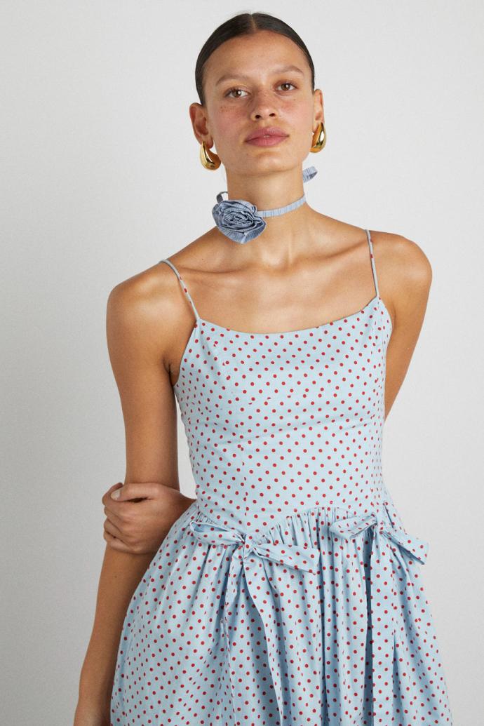 Occasion Wear | Women Damson Madder Penelope Midi - Blue &amp; Red Spot