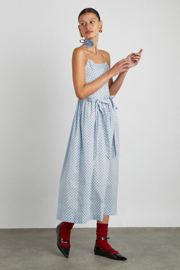 Occasion Wear | Women Damson Madder Penelope Midi - Blue &amp; Red Spot