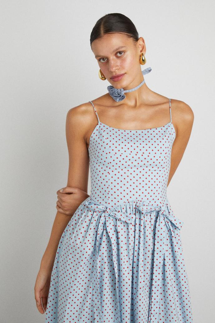 Occasion Wear | Women Damson Madder Penelope Midi - Blue &amp; Red Spot