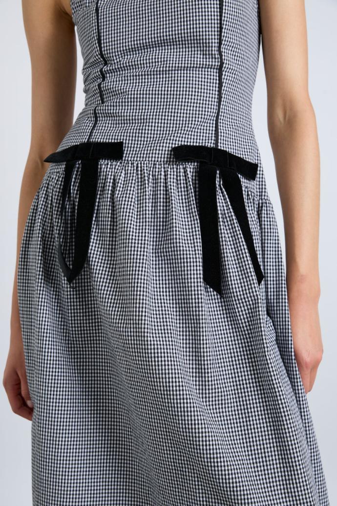 Occasion Wear | Women Damson Madder Persephone Midi Dress - Black Gingham