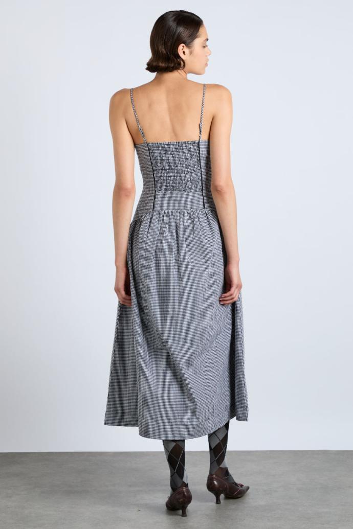 Occasion Wear | Women Damson Madder Persephone Midi Dress - Black Gingham