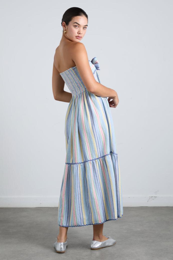 Occasion Wear | Women Damson Madder Pia Midi Dress - Pastel Stripe