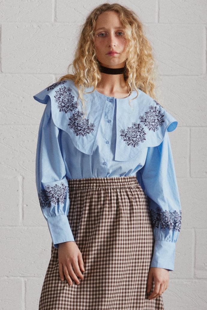 Occasion Wear | Women Damson Madder Romeo Embroidered Blouse Blue