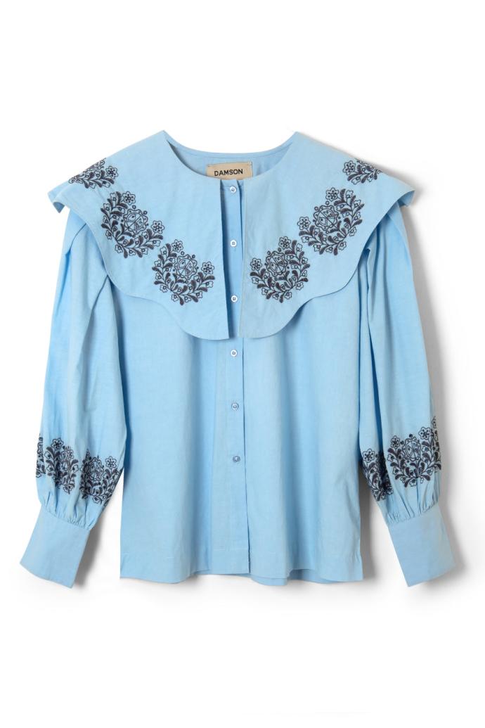 Occasion Wear | Women Damson Madder Romeo Embroidered Blouse Blue