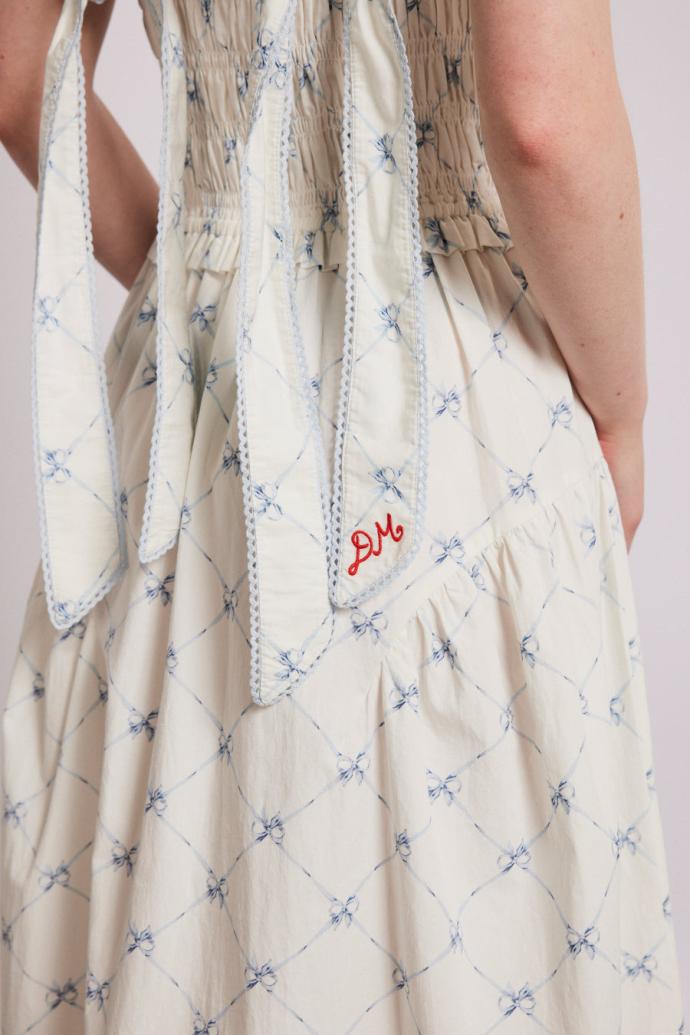 Occasion Wear | Women Damson Madder Tish Midi Dress - White Bow Print