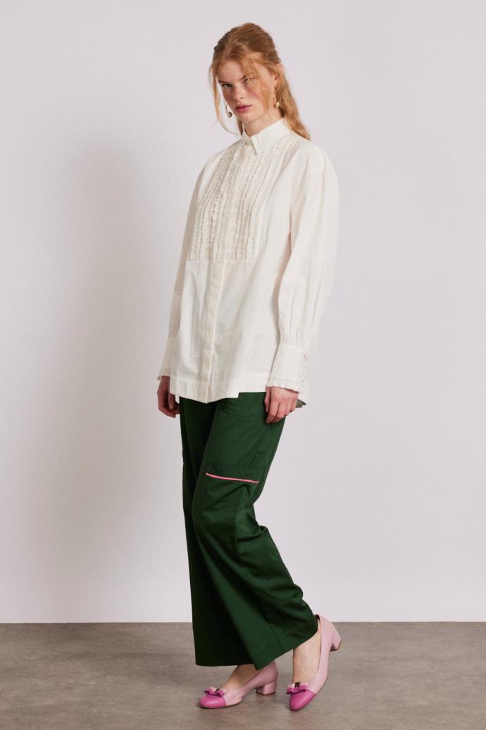 Occasion Wear | Women Damson Madder Tuxedo Ruffle Shirt