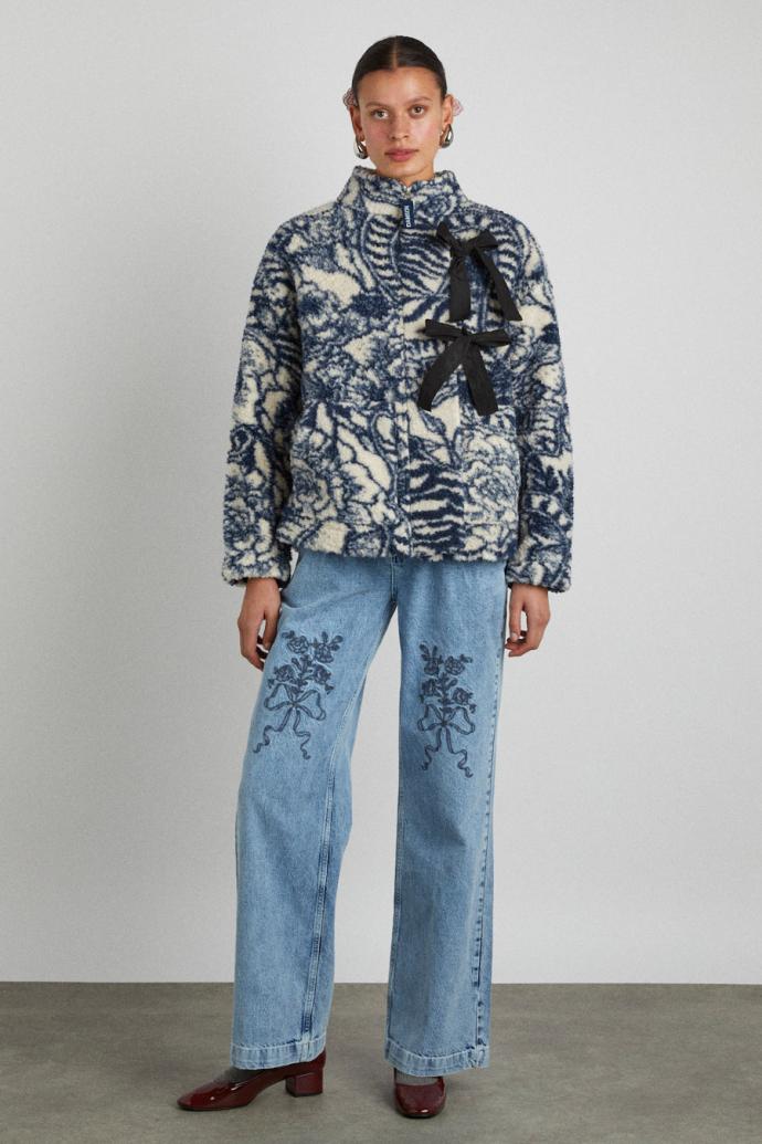 Pullover &amp; Fleeces | Women Damson Madder Ingrid Wool Jacket - Vase Print