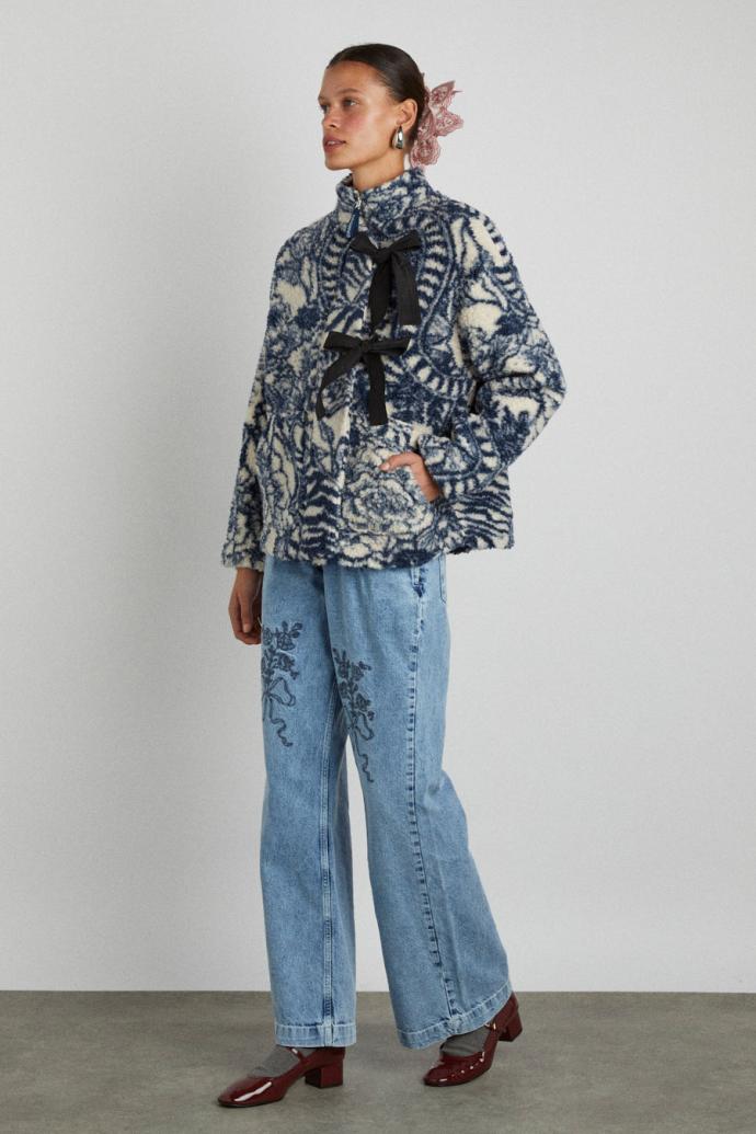 Pullover &amp; Fleeces | Women Damson Madder Ingrid Wool Jacket - Vase Print