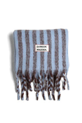 Scarves | Women Damson Madder Chocolate &amp; Baby Blue Fluffy Stripe Scarf