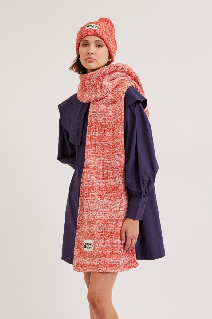 Scarves | Women Damson Madder Flecked Yarn Scarf - Red