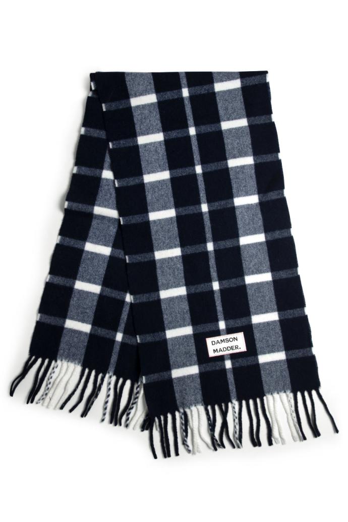 Scarves | Women Damson Madder Navy &amp; Ecru Check Scarf In Responsible Wool