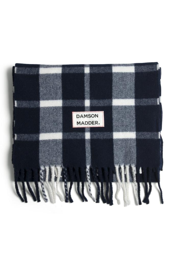 Scarves | Women Damson Madder Navy &amp; Ecru Check Scarf In Responsible Wool