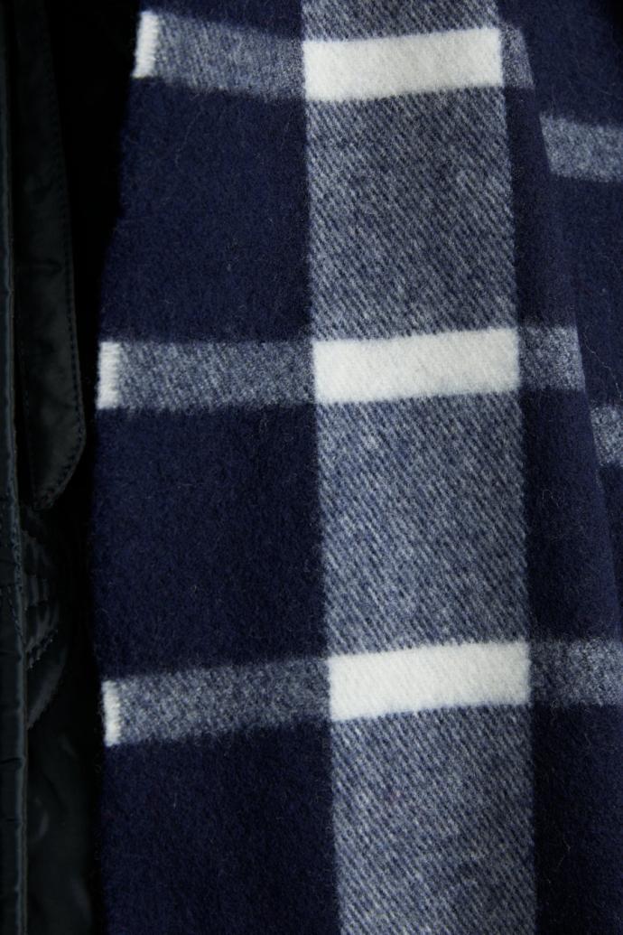 Scarves | Women Damson Madder Navy &amp; Ecru Check Scarf In Responsible Wool
