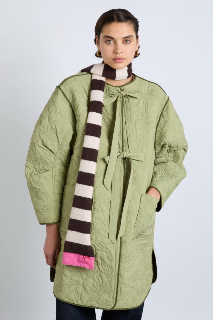 Scarves | Women Damson Madder Skinny Stripe Scarf In Choc &amp; Ecru