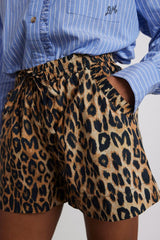 Shorts | Women Damson Madder Leopard Pull On Shorts