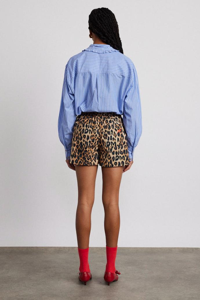 Shorts | Women Damson Madder Leopard Pull On Shorts