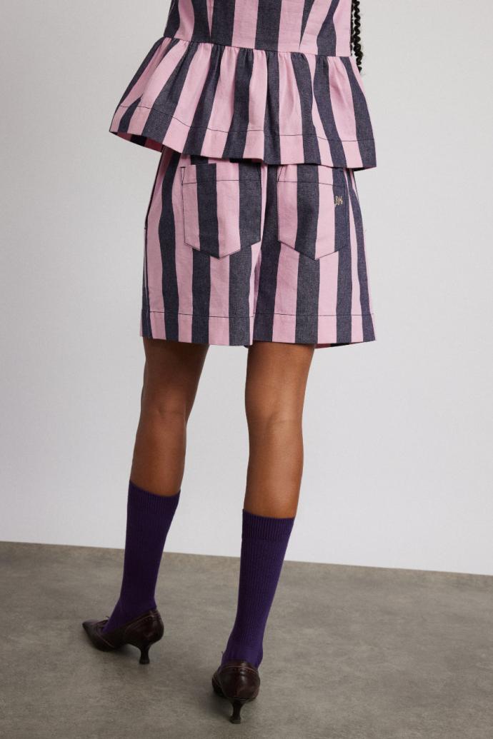 Shorts | Women Damson Madder Rafe Shorts - Blue Pink Stripe
