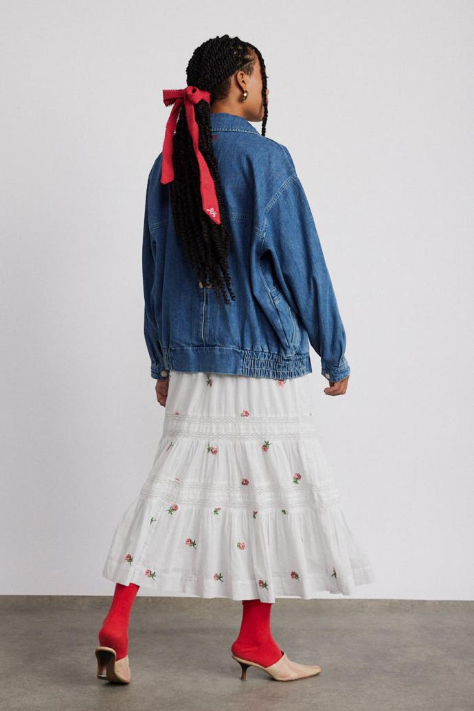 Skirts | Women Damson Madder Eden Lace Midi Skirt - Rose Embroidery