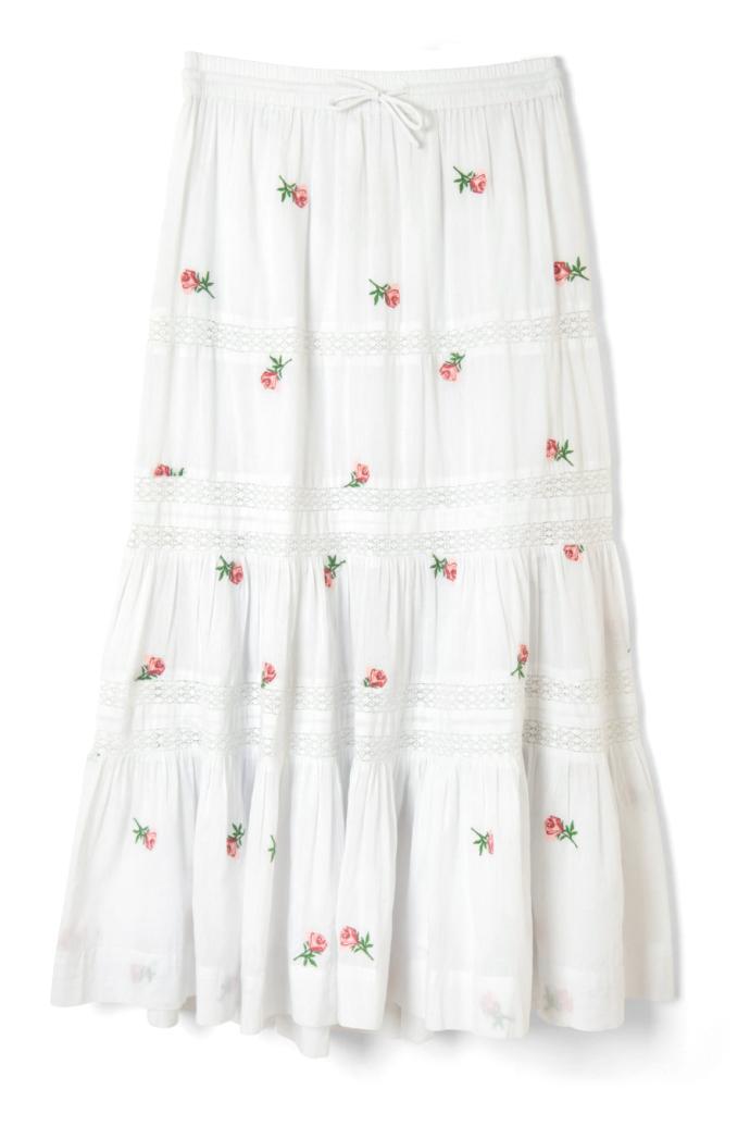 Skirts | Women Damson Madder Eden Lace Midi Skirt - Rose Embroidery