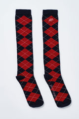 Socks | Women Damson Madder Knee Length Socks - Navy Argyle