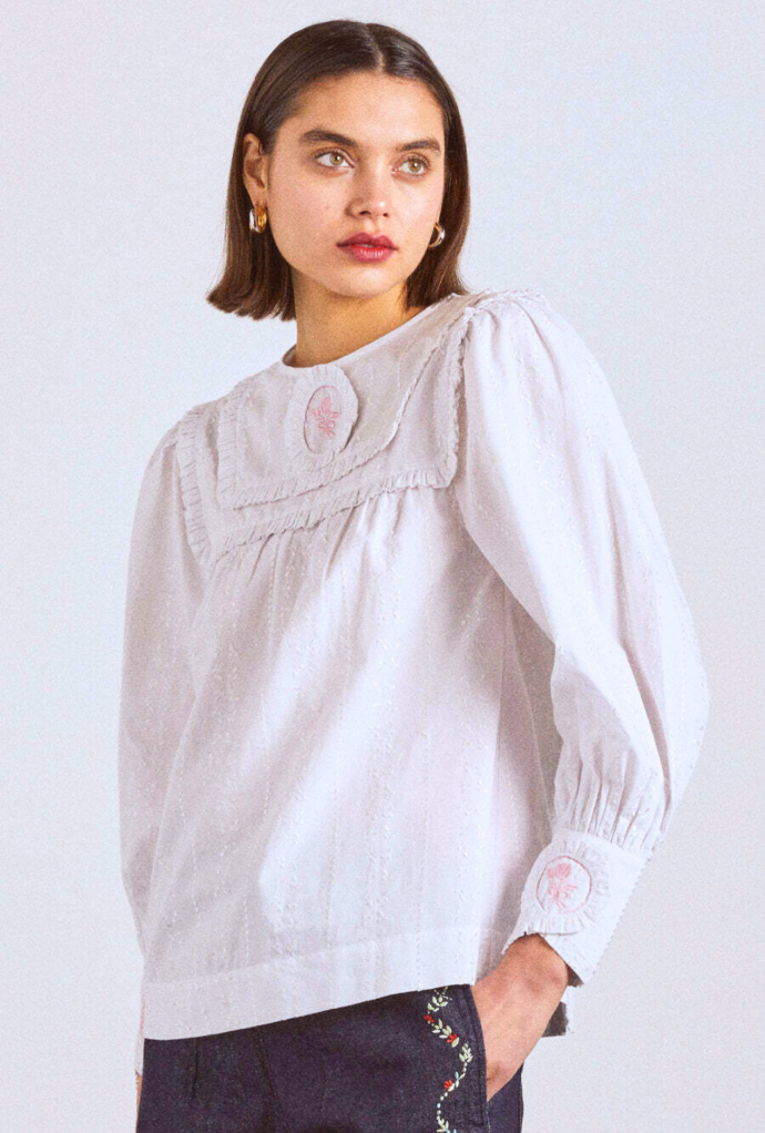 Tops | Women Damson Madder Beatrice Victoriana Blouse- White