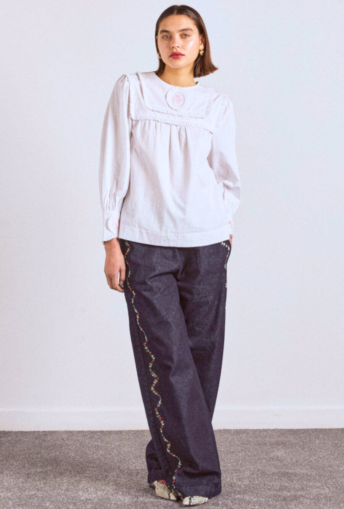 Tops | Women Damson Madder Beatrice Victoriana Blouse- White