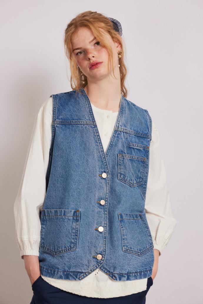Tops | Women Damson Madder Billie Denim Gilet - Vintage Wash